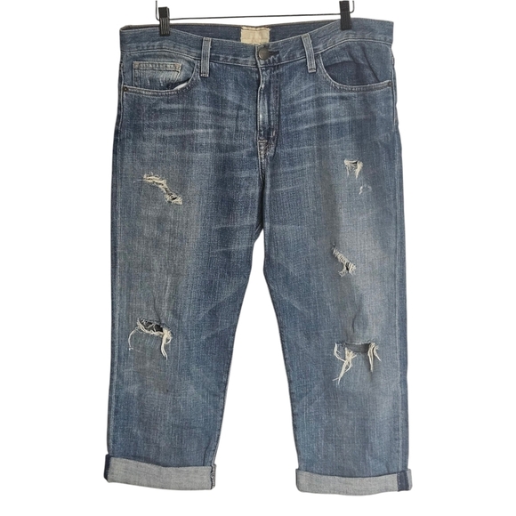 Current/Elliott The Boyfriend Distressed Cropped Jeans Size 30 - Picture 1 of 7